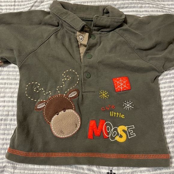 🔆5/$25 Cute Little Moose Long Sleeve Shirt Size 6-9 Months - Picture 3 of 4